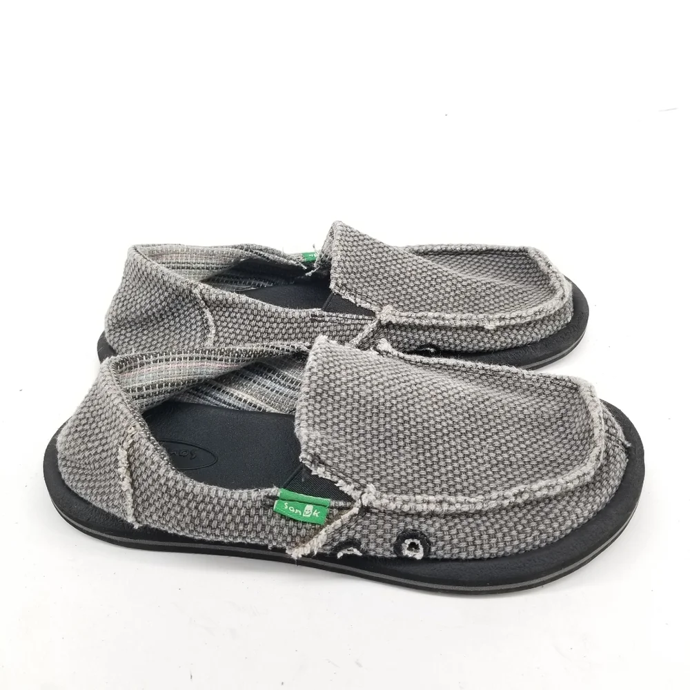 B31 Sanuk Kids Youth Gray Vagabond Slip On Loafer Sidewalk Surfers Shoes Size 2